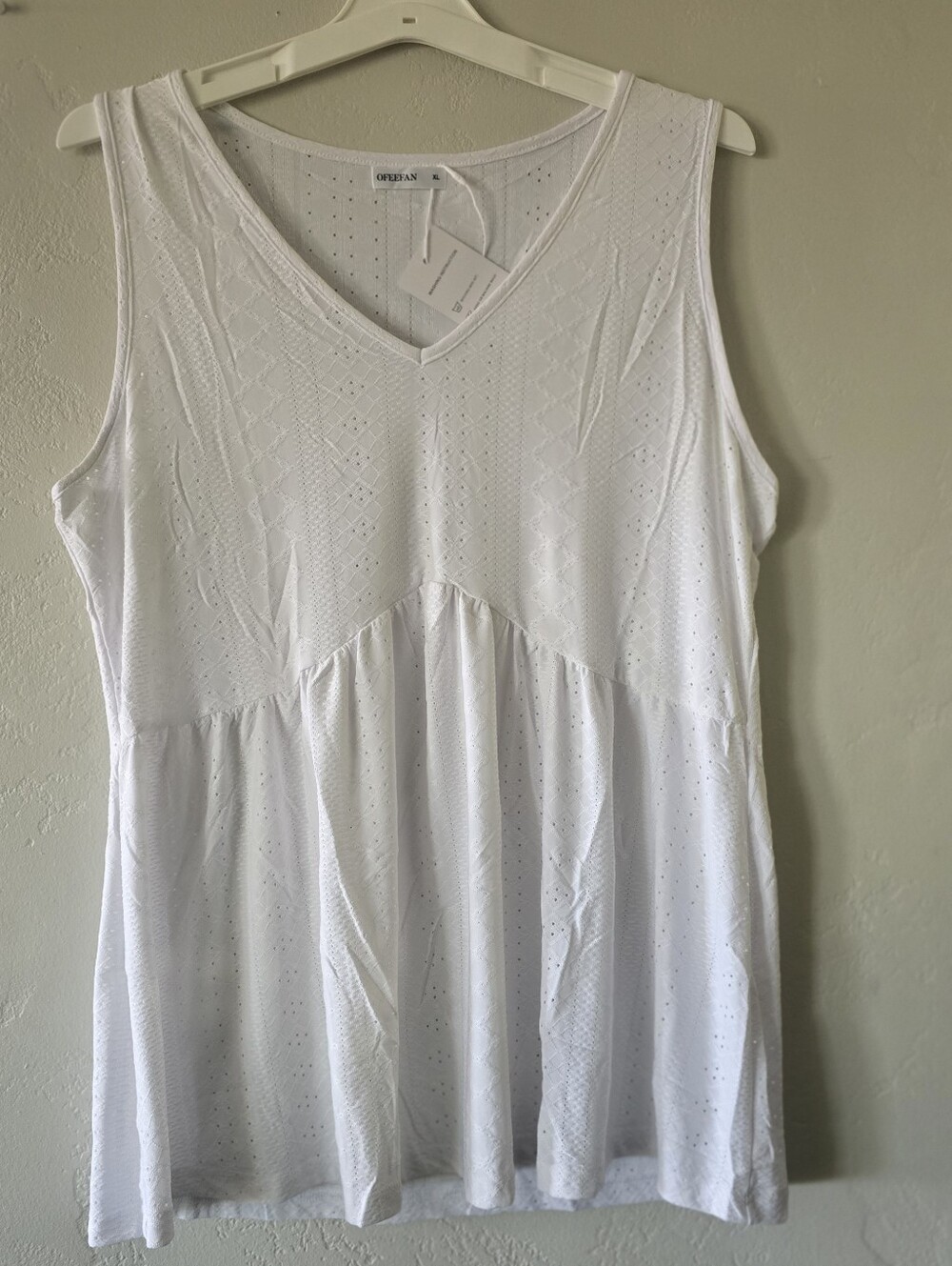 Casual White Eyelet V-Neck Tank Top by Old Navy